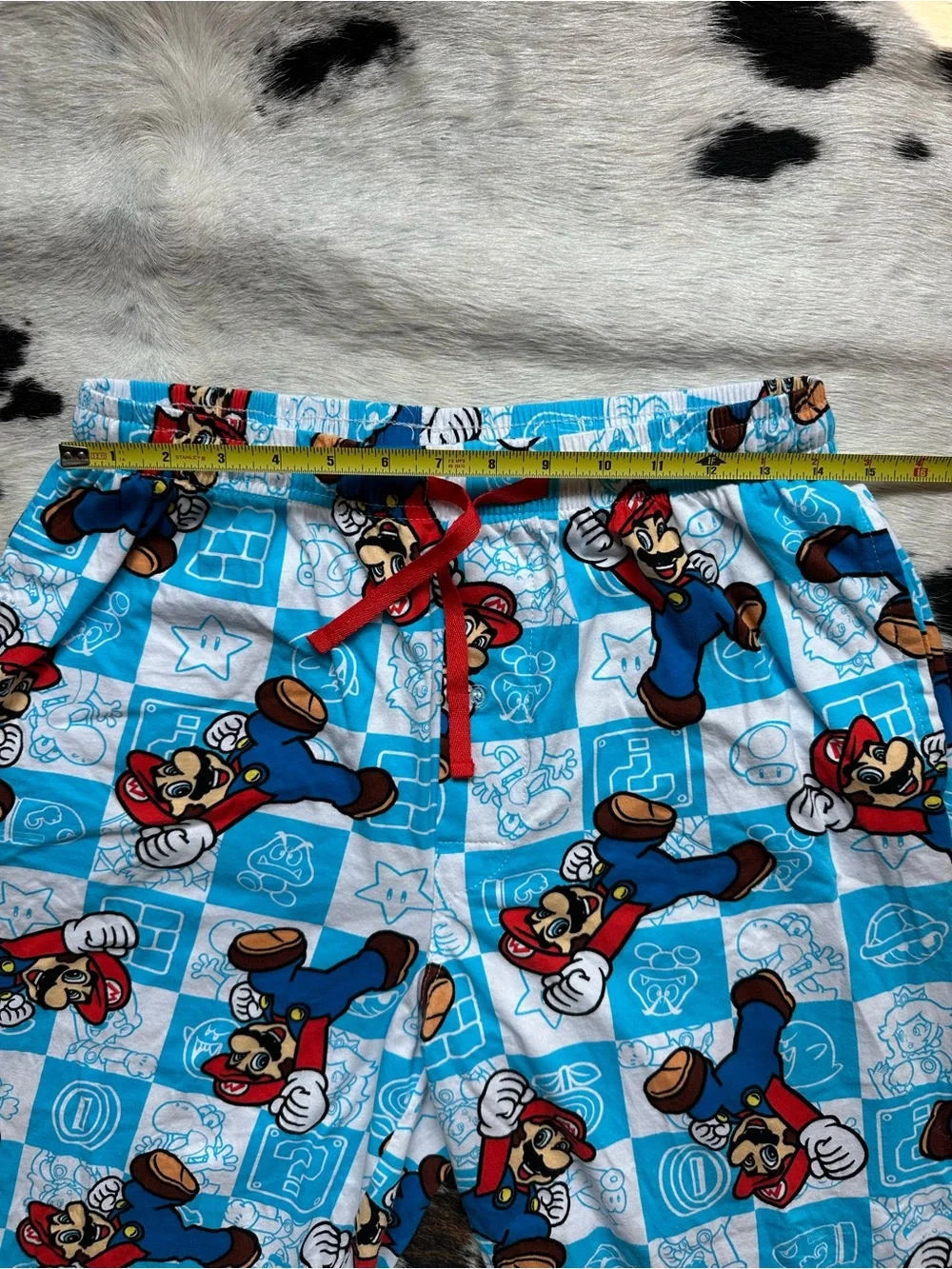Super Mario Brand Blue Kids Pajama Pants - Cartoon Mario Print Medium